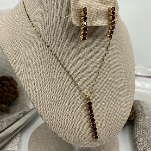 Vintage Technibond Classic 18K Gold Bonded 925 Necklace & Earring Set - Picture 9 of 17